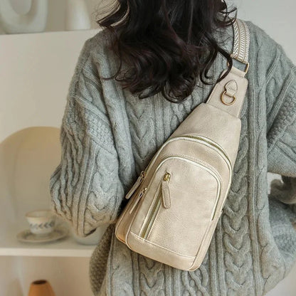 PU Leather Women's Chest Bag – Large Capacity Crossbody Shoulder Backpack