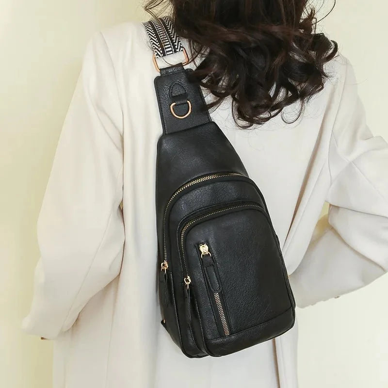 PU Leather Women's Chest Bag – Large Capacity Crossbody Shoulder Backpack