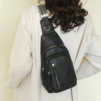 PU Leather Women's Chest Bag – Large Capacity Crossbody Shoulder Backpack