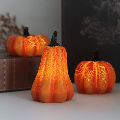 LED Candle Light Up Pumpkin Decor - Halloween Lighted Pumpkins, Simulation LED Candle Lantern