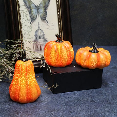 LED Candle Light Up Pumpkin Decor - Halloween Lighted Pumpkins, Simulation LED Candle Lantern