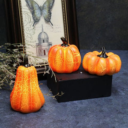 LED Candle Light Up Pumpkin Decor - Halloween Lighted Pumpkins, Simulation LED Candle Lantern