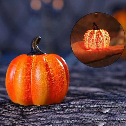 LED Candle Light Up Pumpkin Decor - Halloween Lighted Pumpkins, Simulation LED Candle Lantern