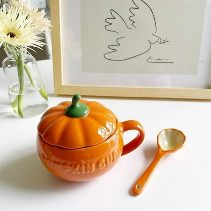 Pumpkin Mug with Lid - Cozy Autumn Charm
