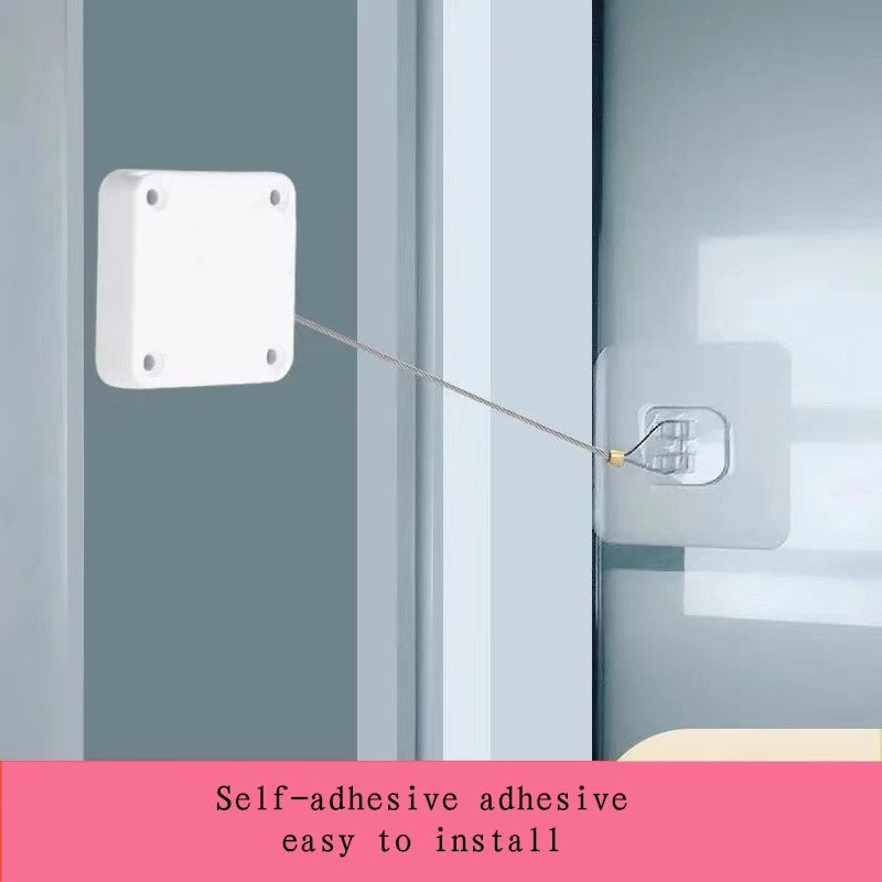 Automatic Door Closer – No-Drill Retractable Cable Closer for Sliding Screen Doors & Light Interior Doors