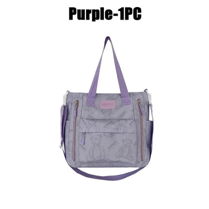 Bear Print Multi-Compartment Backpack Purse – Stylish & Spacious Nurse, Teacher & Laptop Bag