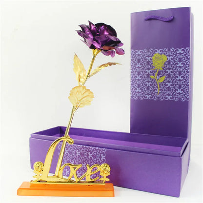 Gold Foil Eternal Rose in Gift Box – 24K  Gold Long-Lasting Romantic Artificial Flower for Weddings, Anniversaries, and Valentine’s Day Love