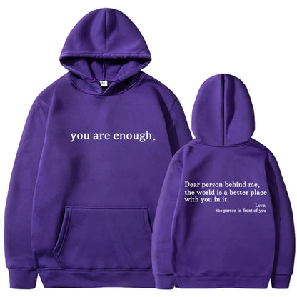 Oversized Y2K Hoodie with “Dear Person Behind Me” Print – Unisex Pullover Sweatshirt for Streetwear Winter Autumn Style