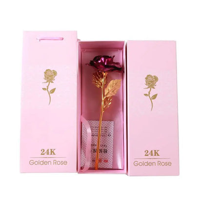 Gold Foil Eternal Rose in Gift Box – 24K  Gold Long-Lasting Romantic Artificial Flower for Weddings, Anniversaries, and Valentine’s Day Love