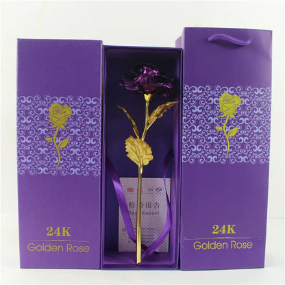 Gold Foil Eternal Rose in Gift Box – 24K  Gold Long-Lasting Romantic Artificial Flower for Weddings, Anniversaries, and Valentine’s Day Love