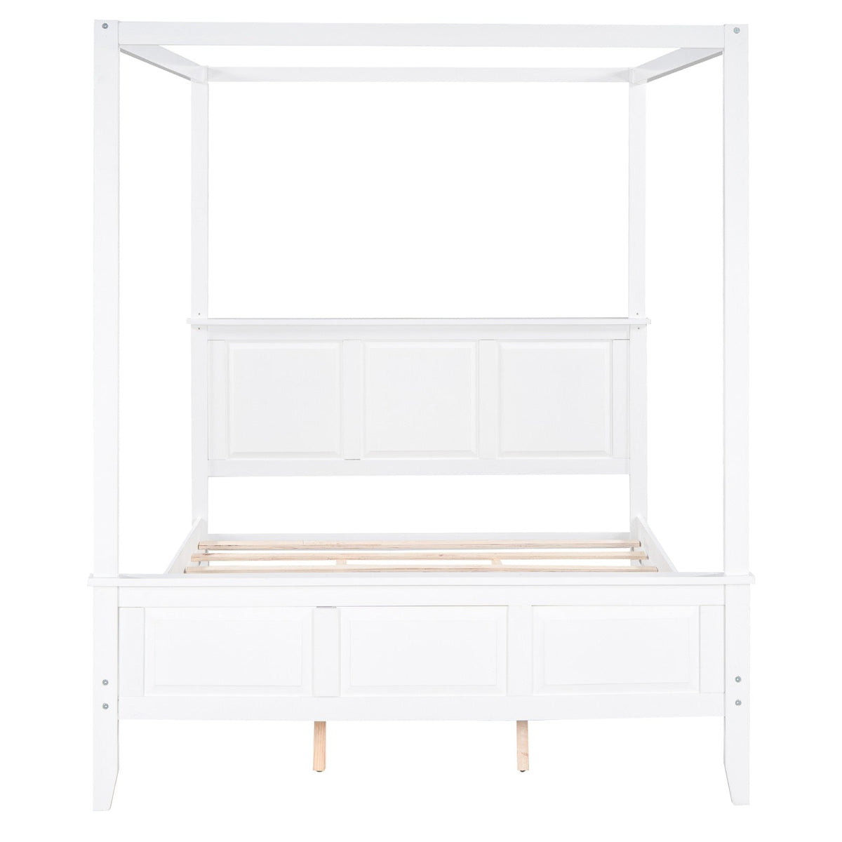 Queen-Size Canopy Platform Bed with Headboard, Footboard, and Slat Support Leg