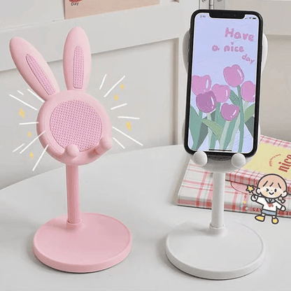 Rabbit Phone Holder – Adjustable and Raised Desktop Stand for Selfies, Video Calls, and Lazy Home Use