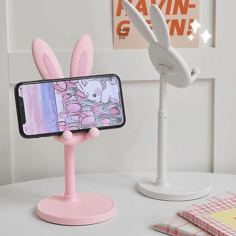 Rabbit Phone Holder – Adjustable and Raised Desktop Stand for Selfies, Video Calls, and Lazy Home Use