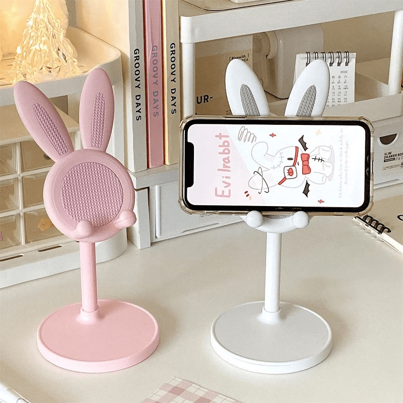 Rabbit Phone Holder – Adjustable and Raised Desktop Stand for Selfies, Video Calls, and Lazy Home Use