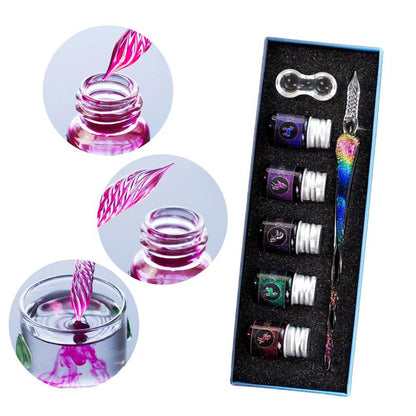 Rainbow Glass Dip Pen - Kits for Art with 5 Colorful Inks