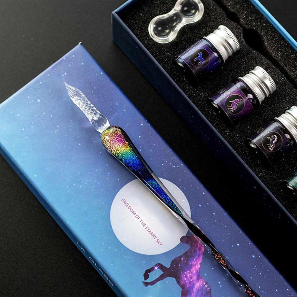 Rainbow Glass Dip Pen - Kits for Art with 5 Colorful Inks