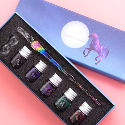 Rainbow Glass Dip Pen - Kits for Art with 5 Colorful Inks
