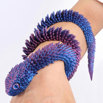 3D-Printed Articulated Snake - Posable Bush Viper Desk Fidget