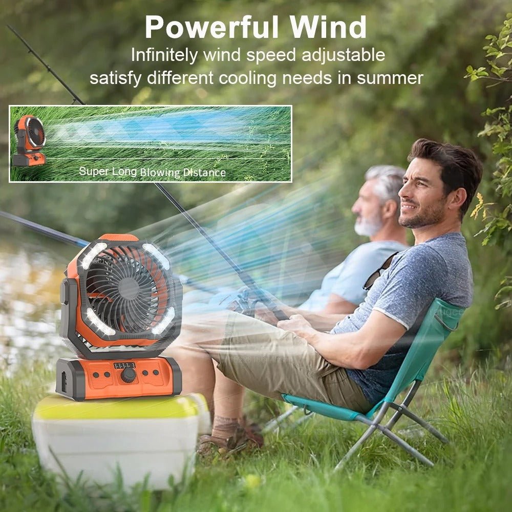 Portable Rechargeable Camping Fan -  Ceiling Fan with Light and Remote Control
