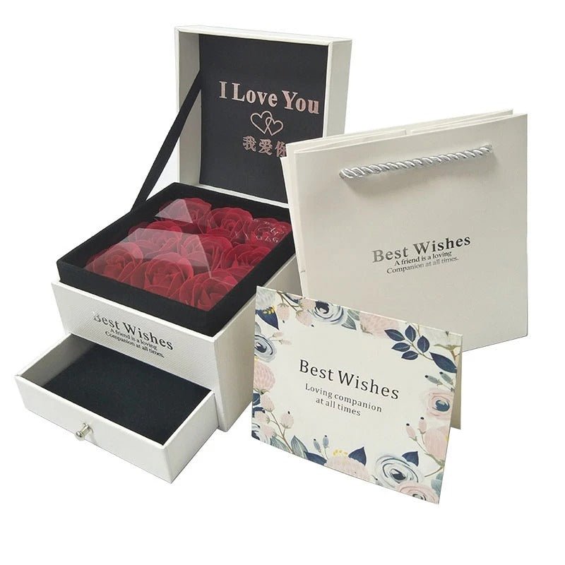 Red Rose Jewelry Box - Eternal Rose Acrylic Ornaments Box 2 Story Necklace Jewelry Box Perfect for Valentine's Day