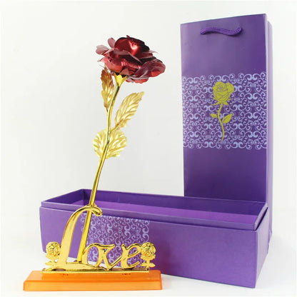 Gold Foil Eternal Rose in Gift Box – 24K  Gold Long-Lasting Romantic Artificial Flower for Weddings, Anniversaries, and Valentine’s Day Love