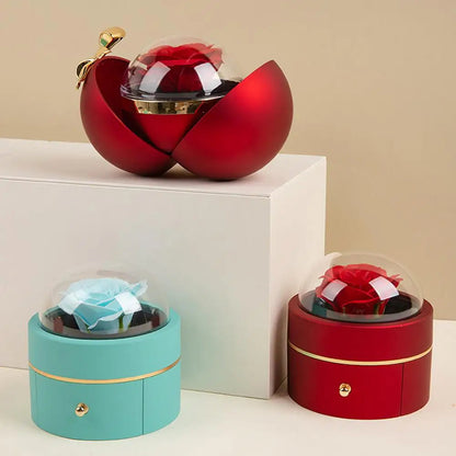Preserved Flower Ring Box – Elegant Velvet Jewelry Gift Box for Engagements, Proposals, Weddings & Romantic Valentine’s Surprises