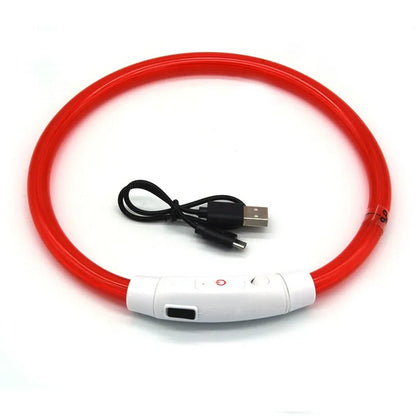 LED Dog Collar – USB Rechargeable Luminous Pet Collar with Adjustable Glow for Safe Night Walks & Anti-Loss Protection