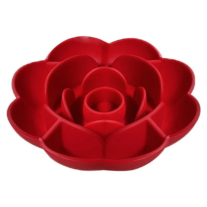 Anti-slip Circular Pet Slow Food Bowl – Rose Series Anti-Choking Silicone Bowl with Suction Cup for Dogs and Cats
