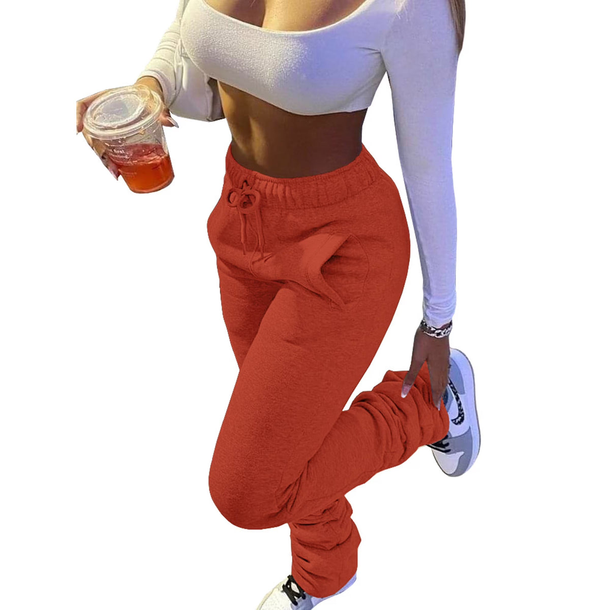 Winter Sweatpants, Thick Fleece Jogger Pants, Stacked Pants