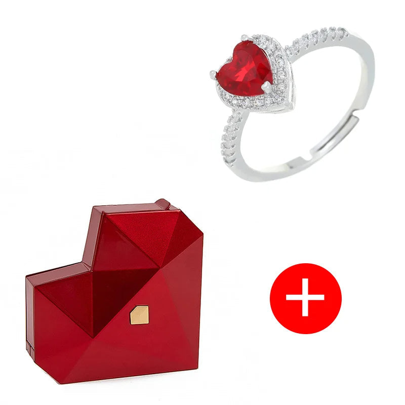 Heart-Shaped Surprise Diamond Ring Box – Automatic Jewelry Display for Romantic Proposals