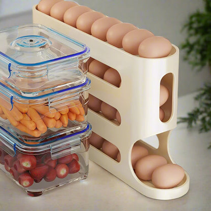 Refrigerator Egg Storage Box - 4 Tiers Fridge Egg Organizer Large Capacity Egg Holder for Fridge