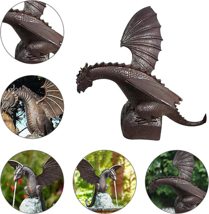 Fire-Breathing Dragon Fountain Statue – Bronze-Finish Resin Garden Sculpture