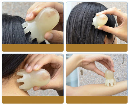 Resin Octopus Scalp Massager – Resin Gua Sha Brush for Meridian Therapy, Acupuncture & Spa-Style Head Massage
