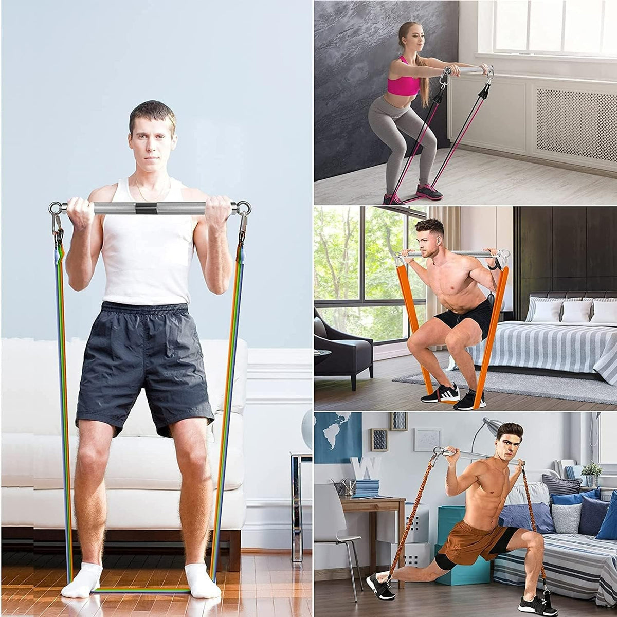 Resistance Band Bar Set - Heavy Exercise Bands Yoga Sports Training Physical Gym Equipment