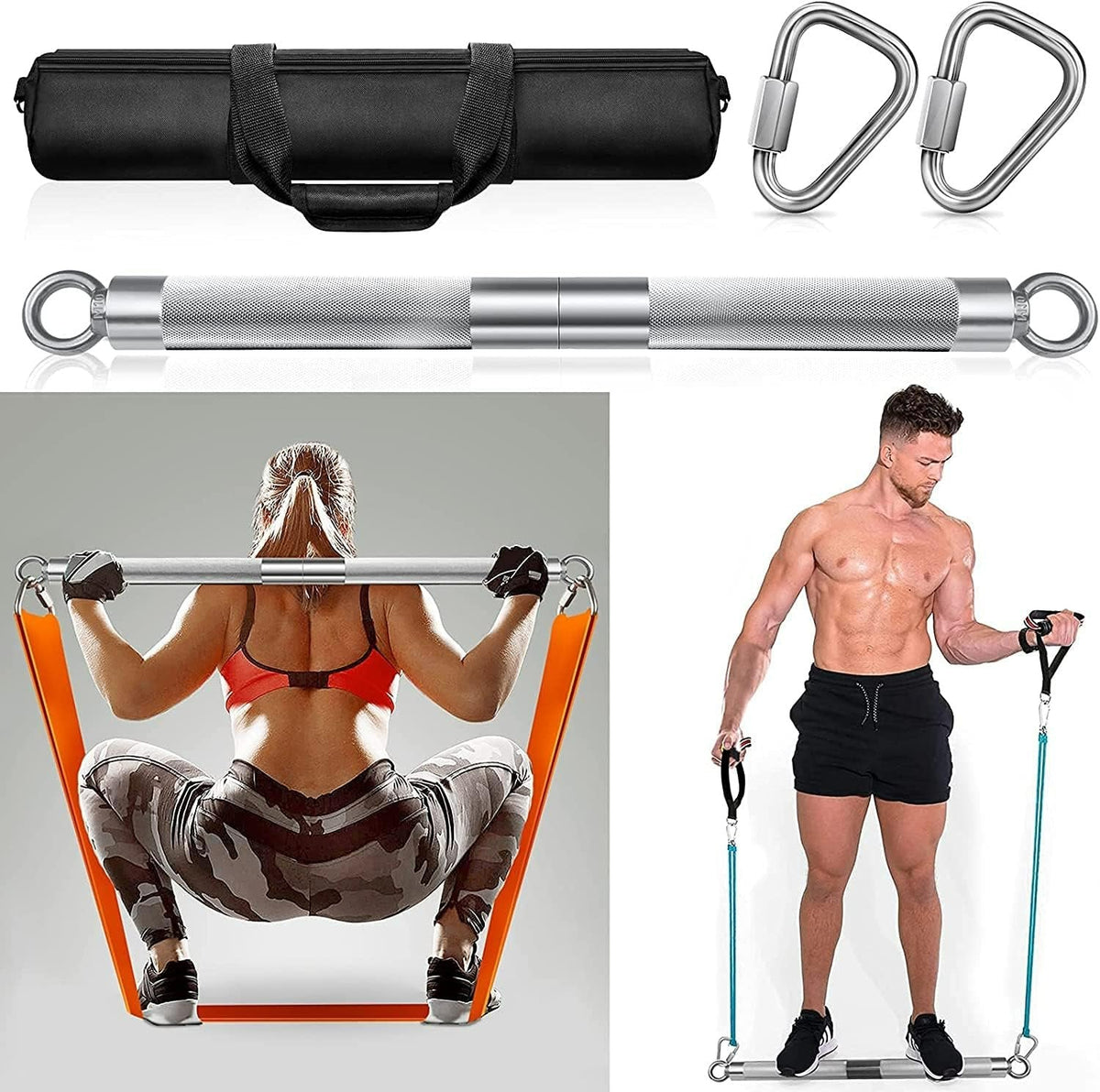 Resistance Band Bar Set - Heavy Exercise Bands Yoga Sports Training Physical Gym Equipment
