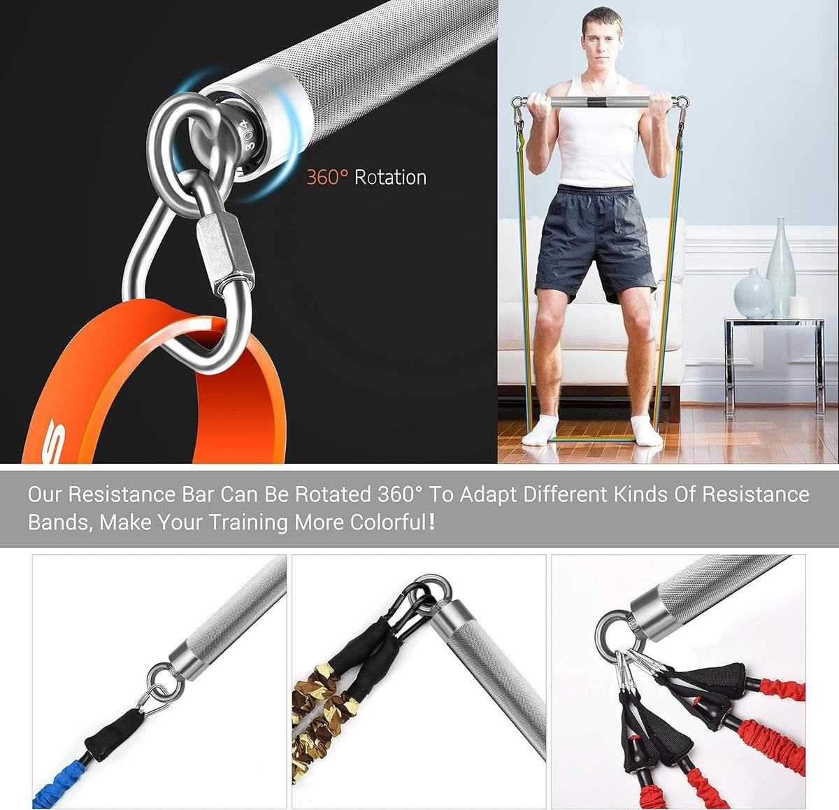 Resistance Band Bar Set - Heavy Exercise Bands Yoga Sports Training Physical Gym Equipment