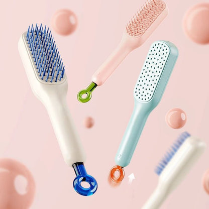 Retractable Self Cleaning Hair Brush Massager - Tangle-Free, Soothing Care, and Anti Static Comb