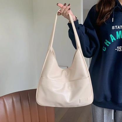 Retro-Chic Autumn Shoulder Tote Bag – Spacious PU Handbag for Women, Perfect for Leisure, Commuting, and College Life