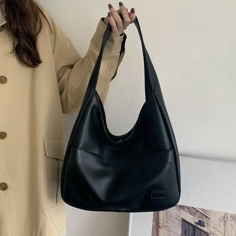 Retro-Chic Autumn Shoulder Tote Bag – Spacious PU Handbag for Women, Perfect for Leisure, Commuting, and College Life