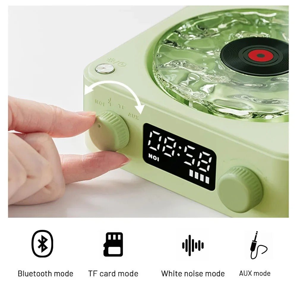Retro Turntable Speakers with Wireless Bluetooth 5.0 - Vinyl Record Player, Stereo Sound, White Noise, and RGB Projection Lamp Effect