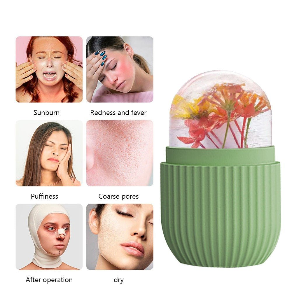 Reusable Ice Bucket Facial Massage - Face Lifting Ice Roller Ball Massager for Shrink Pores, Anti-Wrinkle, Reduce Puffiness, Improve Skin Elasticity and Stripes