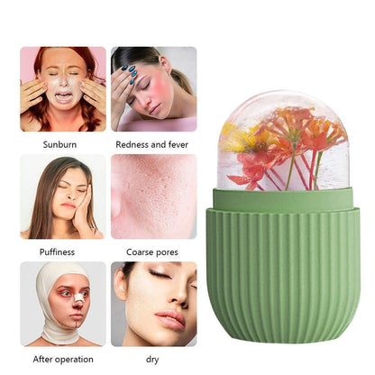 Reusable Ice Bucket Facial Massage - Face Lifting Ice Roller Ball Massager for Shrink Pores, Anti-Wrinkle, Reduce Puffiness, Improve Skin Elasticity and Stripes