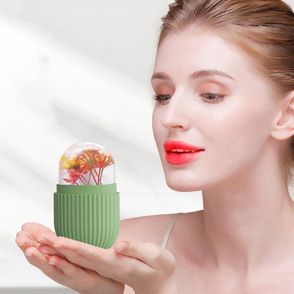 Reusable Ice Bucket Facial Massage - Face Lifting Ice Roller Ball Massager for Shrink Pores, Anti-Wrinkle, Reduce Puffiness, Improve Skin Elasticity and Stripes