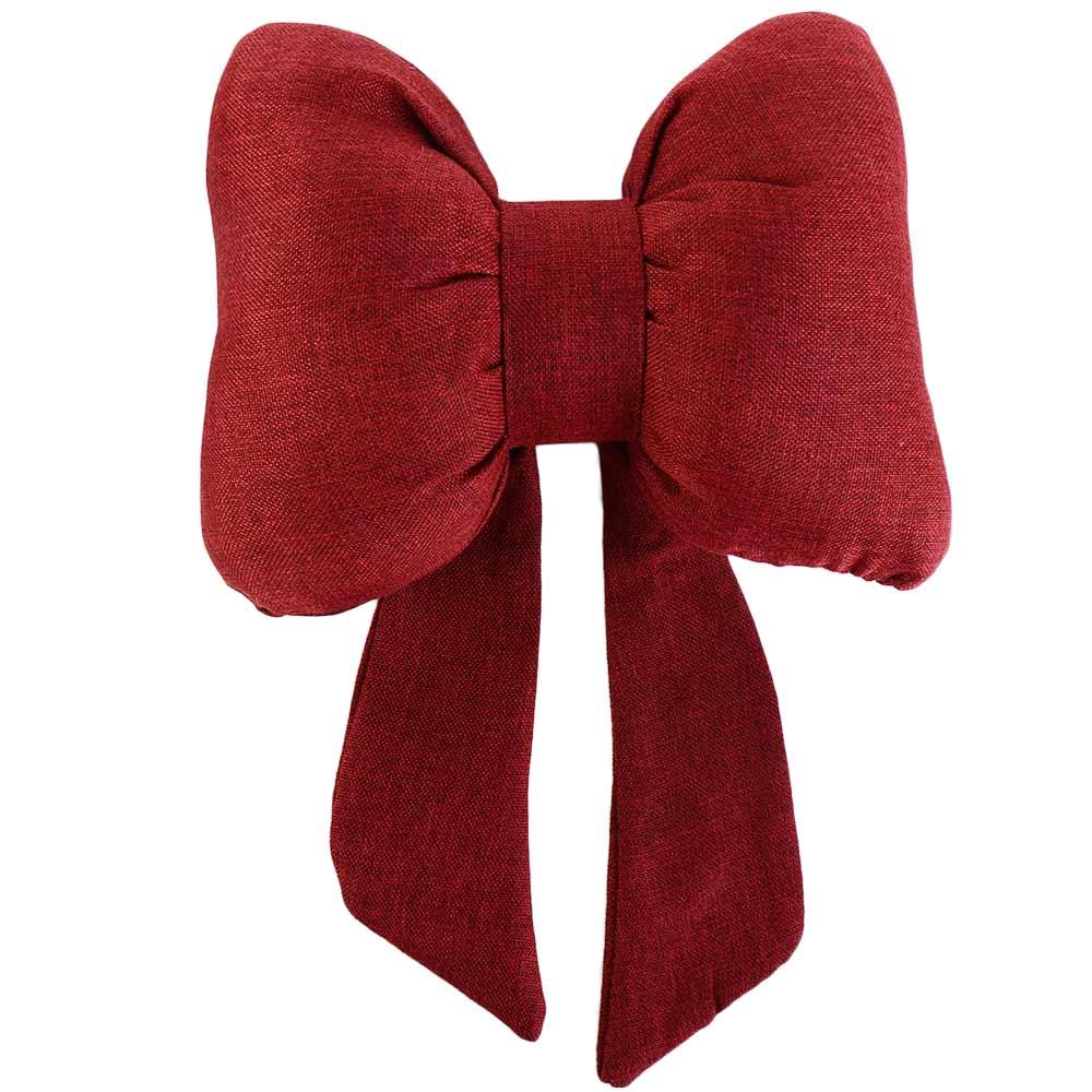 Ribbon Bow Car Neck Pillow – Linen Streamer Design, Ergonomic Cotton Comfort for Kids & Adults