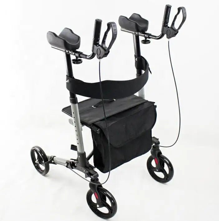 Rollator Walker and Transit Chair 2 in 1 - Folding Rollator Walker for Seniors & Adults, Height Adjustable Rolling Mobility Aid