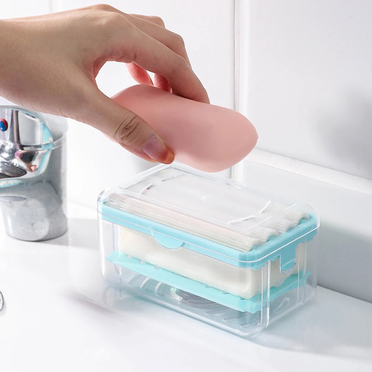 Roller Dish Cleaning Bar Soap Holder - Multifunctional Soap Dish for Home and Bathroom Keeps Soap Dry & Easy to Clean