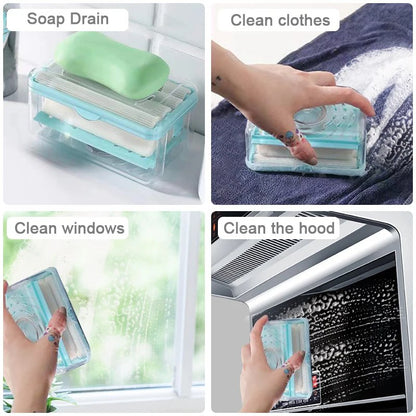 Roller Dish Cleaning Bar Soap Holder - Multifunctional Soap Dish for Home and Bathroom Keeps Soap Dry & Easy to Clean