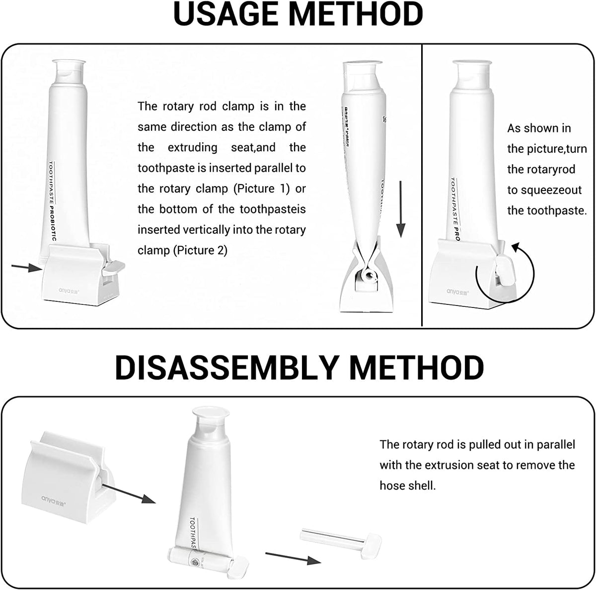 Rolling Tube Toothpaste Squeezer Stand Holder Dispenser for Bathroom