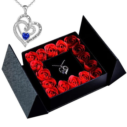 Rose & Necklace Box - Jewelry Box Set for Wife, Girlfriend, Women, Mom, Grandma, Friend and Best Friend Perfect for Valentine's Day