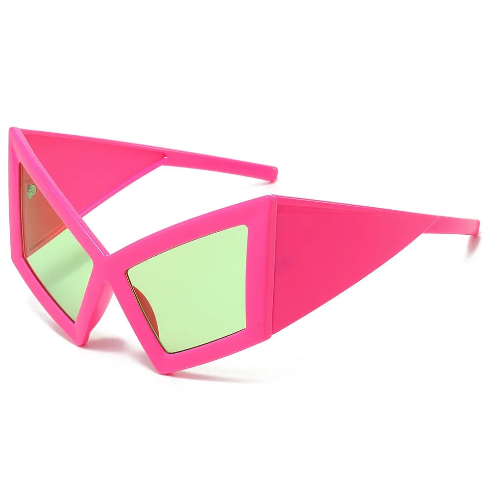 Oversized Cat Eye Sunglasses for Women – Retro Red Gradient UV400 Shades with Wide Legs for Stylish Outdoor Protection
